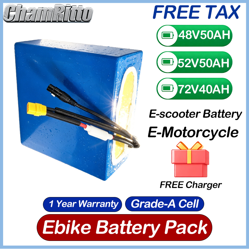 72V 50Ah 21700 Lithium Battery - แบตเตอรี่จักรยานไฟฟ้า 48V 52V 30ah 50ah สกู๊ตเตอร์ไฟฟ้า