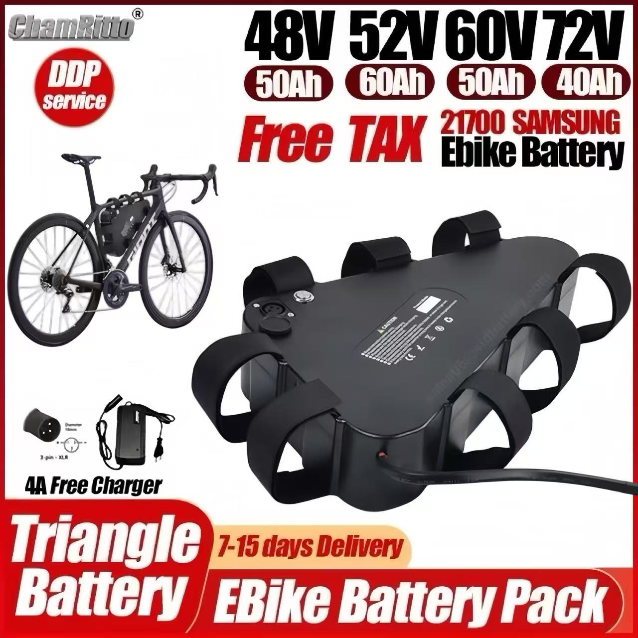 72V 50Ah 21700 Lithium Battery - แบตเตอรี่ลิเธียม 36v 48v 52v 60v 72v