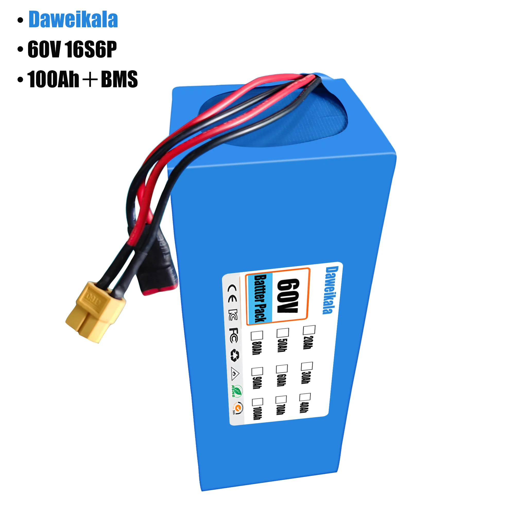60V 100Ah 16S6P แบตเตอรี่อีไบค - 60V 50Ah Electric Scooter Battery บทวิจารณ์และราคา