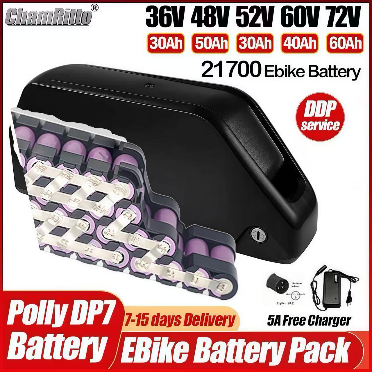แบตเตอรี่จักรยานไฟฟ้า Hailong  - 72V 50Ah 21700 Lithium Battery บทวิจารณ์และราคา