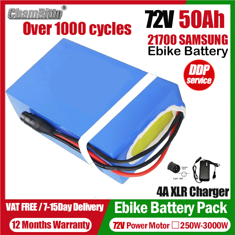จักรยานไฟฟ้า 72V cham-rider 84 - 72V 50Ah 21700 Lithium Battery บทวิจารณ์และราคา